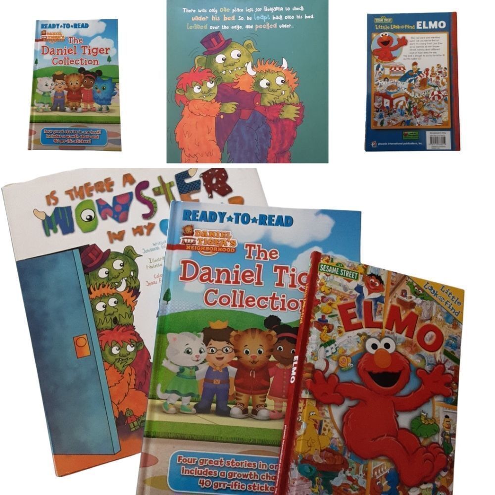 Toddler Hardbound Books Set of 3‎ Daniel Tiger Elmo Monsters in Closet…